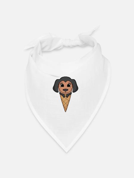 Dobermann Eis Motiv - Bandana Dreieckstuch - Weiß
