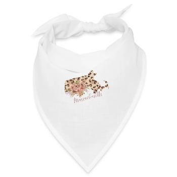 Massachusetts Leopard-muster Karte - Bandana Dreieckstuch - Weiß - Vorne