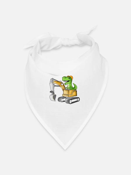 TREX fährt Bagger - Baggerfahrer - Bandana Dreieckstuch - Weiß