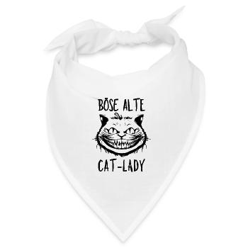 Böse alte Cat-Lady - Grinsekatze Lustiger Spruch - Bandana Dreieckstuch - Weiß - Vorne