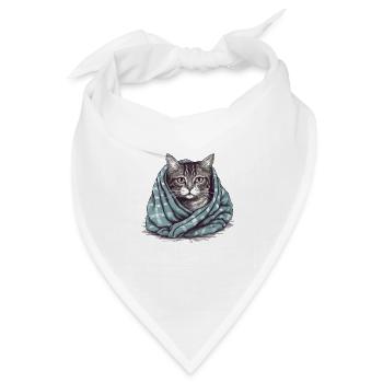 Katze in einer Decke - Bandana Dreieckstuch - Weiß - Vorne