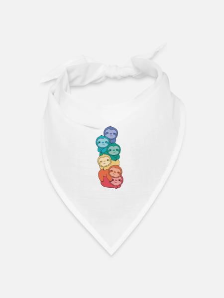 Regenbogen Flag Pride LGBTQ süßer Faultier Stapel - Bandana Dreieckstuch - Weiß