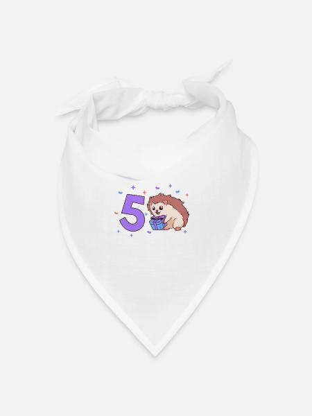 Mit Igel - Kinder Geburtstag 5 Jahre - Bandana Dreieckstuch - Weiß