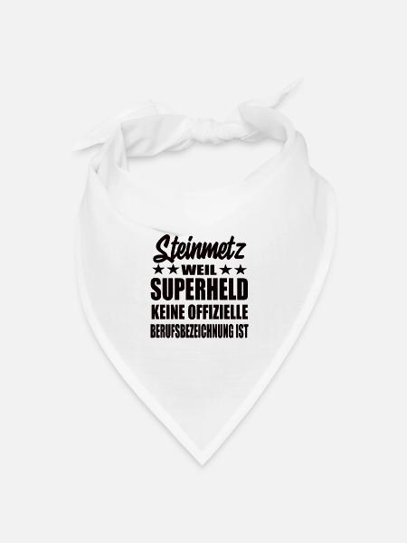 Steinmetz Superheld Spruch - Bandana Dreieckstuch - Weiß
