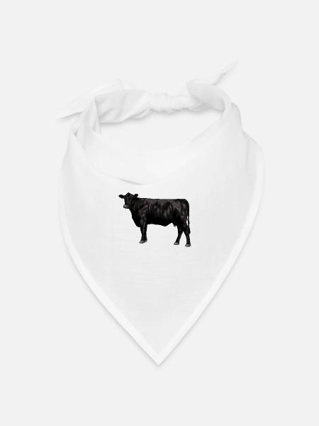 Zeichnung eines Black Angus Rind - Bandana Dreieckstuch - Weiß