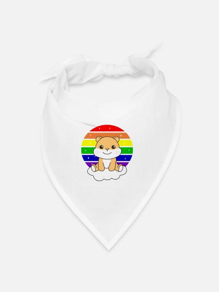 Hamster bunter Regenbogen für Kinder süßer Hamster - Bandana Dreieckstuch - Weiß