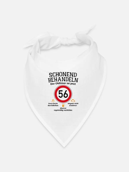 56. Geburtstag Schonend Behandeln Oldtimer Ist 56 - Bandana Dreieckstuch - Weiß