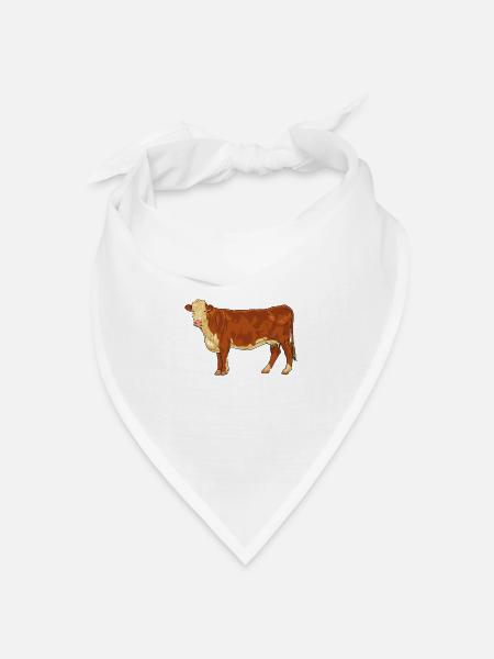 Zeichnung eines Hereford Rind - Bandana Dreieckstuch - Weiß