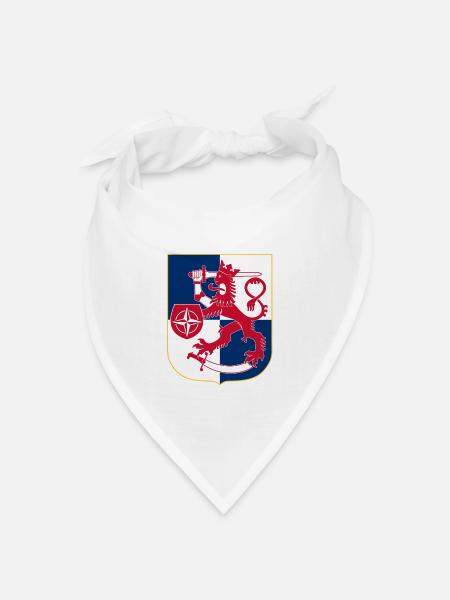 Finnland Löwenwappen, Schild mit NATO-Logo - Bandana Dreieckstuch - Weiß