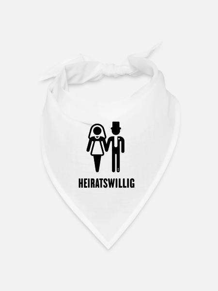 Heiratswillig (Bräutigam / Braut / JGA / Black) - Bandana Dreieckstuch - Weiß