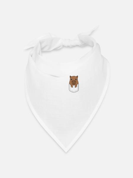 Capybara in Tasche süßer Capybara in Brusttasche - Bandana Dreieckstuch - Weiß