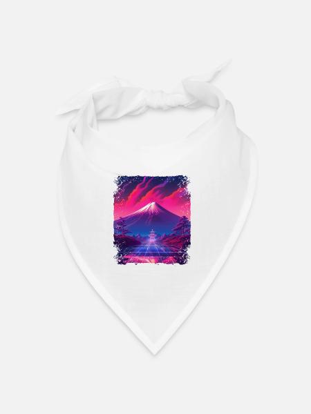 Japanische ästhetische Visierhalterung Fuji Vaporwave - Bandana Dreieckstuch - Weiß