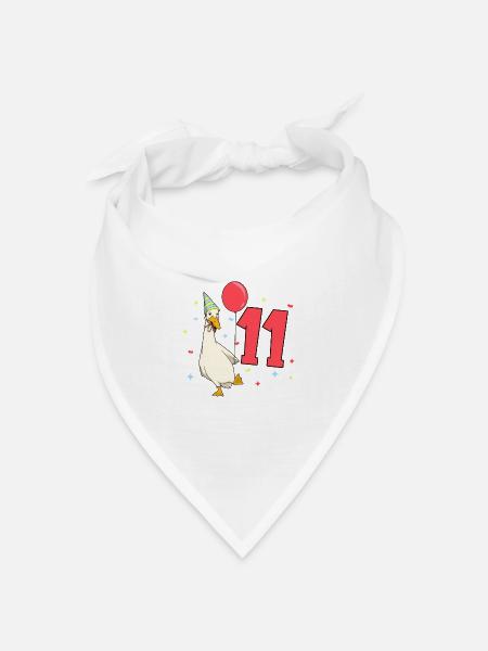 Mit Laufente - Kinder Geburtstag 11 Jahre - Bandana Dreieckstuch - Weiß
