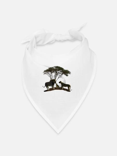 Löwen im Mondschein in der Savanne in Afrika - Bandana Dreieckstuch - Weiß