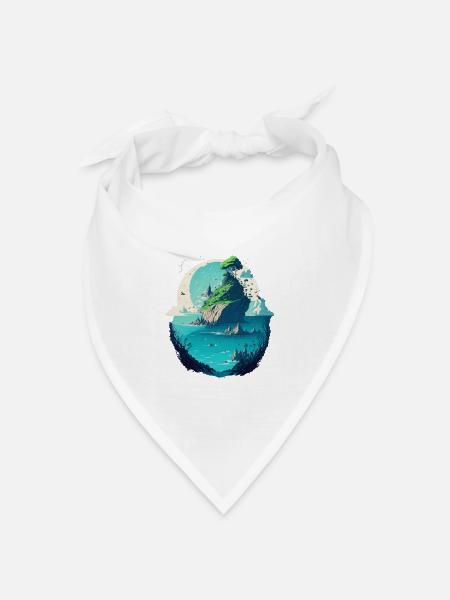 Asiatische Insellandschaft Fantasievoll - Bandana Dreieckstuch - Weiß