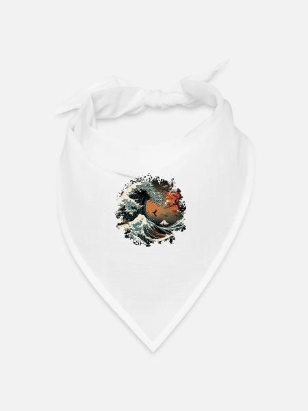 DIe japanische Welle the Great Wave of Kanagawa - Bandana Dreieckstuch - Weiß