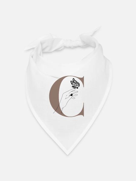 Buchstabe C magischer Schmetterling - Bandana Dreieckstuch - Weiß
