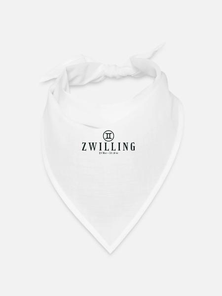 Sternzeichen Zwilling - Tierkreiszeichen - Geburts - Bandana Dreieckstuch - Weiß
