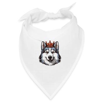 Alaskan Malamute Cooler Hund mit Königskrone - Bandana Dreieckstuch - Weiß - Vorne