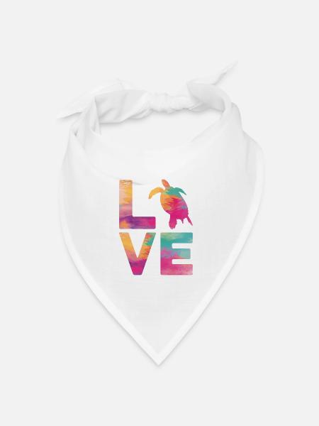 Sea Turtle Tortoise Love - Bandana Dreieckstuch - Weiß
