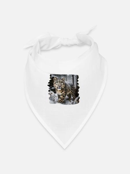 Schneeleoparden Schneeleopard - Bandana Dreieckstuch - Weiß