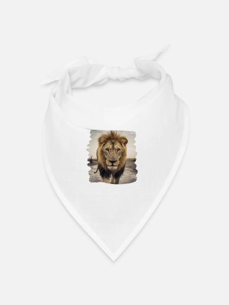 Löwen realistic Löwe - Bandana Dreieckstuch - Weiß