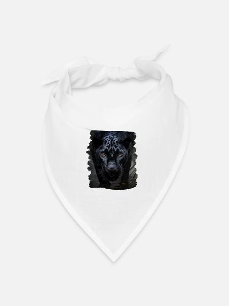 schwarzer Panther realistic Panther - Bandana Dreieckstuch - Weiß