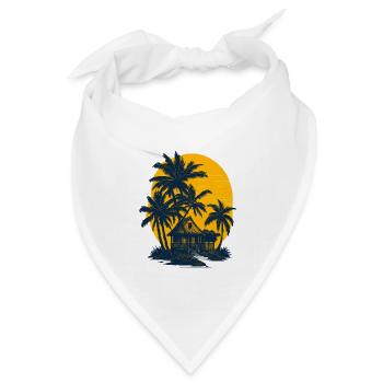 Hütte am Strand unter Palmen - Bandana Dreieckstuch - Weiß - Vorne