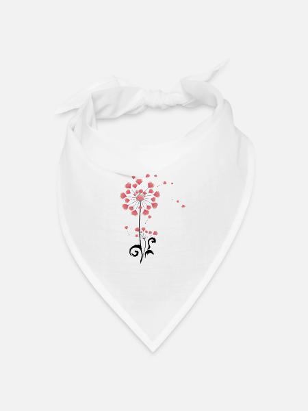 Eine Pusteblume Blume mit Liebesherzen und Hunde - Bandana Dreieckstuch - Weiß