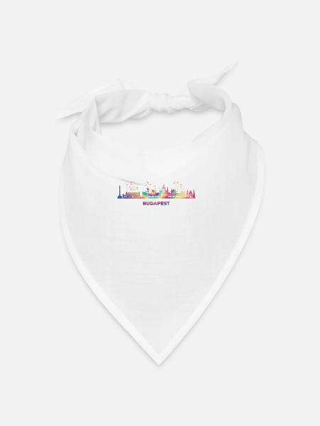 Budapester Skyline Budapest - Bandana Dreieckstuch - Weiß