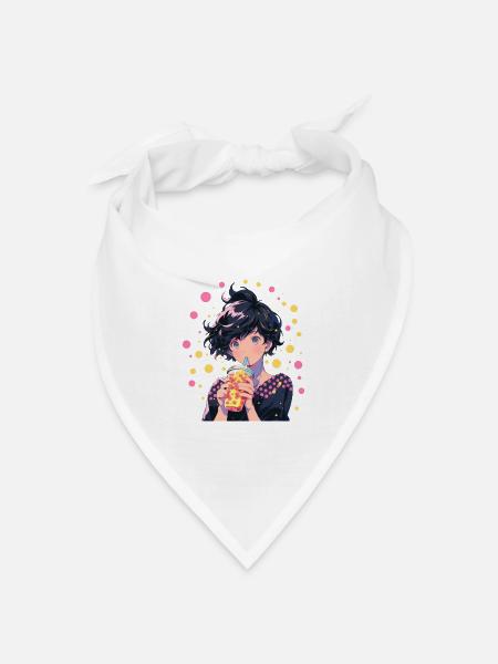 Anime and Boba Bubble Tea - Bandana Dreieckstuch - Weiß