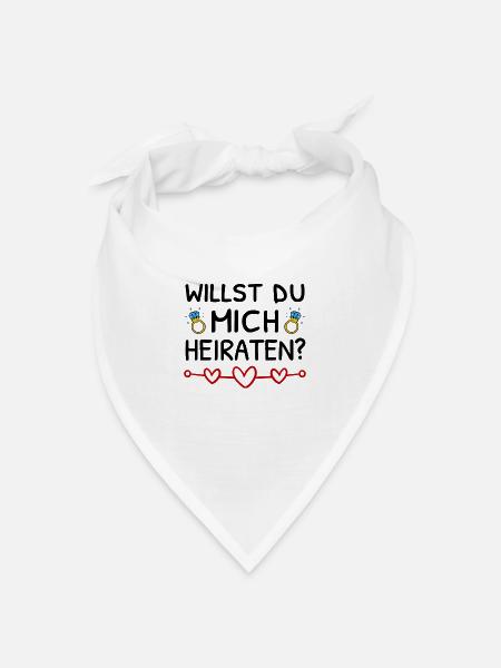 Willst Du Mich Heiraten? Heiratsantrag - Bandana Dreieckstuch - Weiß