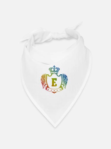 E Buchstabe Wappen - Bandana Dreieckstuch - Weiß