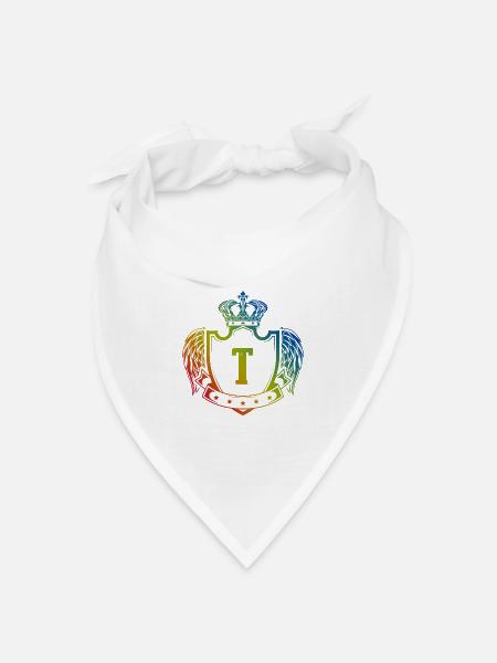 T Buchstabe Wappen - Bandana Dreieckstuch - Weiß
