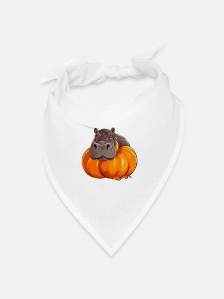 Nilpferd Nilpferd Kürbis Faules Halloween - Bandana Dreieckstuch - Weiß
