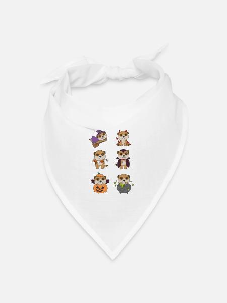 Erdmännchen Halloween Teufel Kürbis Vampier Kostüm - Bandana Dreieckstuch - Weiß