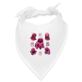Gruselige und niedliche rosa Geister - Bandana Dreieckstuch - Weiß - Vorne