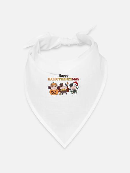 Happy Hallothanksmas Kuh Weihnachts Kühe - Bandana Dreieckstuch - Weiß