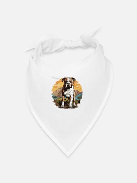 Hund American Bulldog - Bandana Dreieckstuch - Weiß