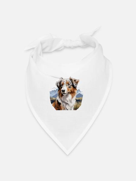 Hund Australian Shepherd - Bandana Dreieckstuch - Weiß