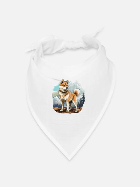 Hund Akita Inu - Bandana Dreieckstuch - Weiß