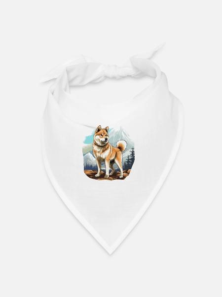 Hund Akita Inu - Bandana Dreieckstuch - Weiß
