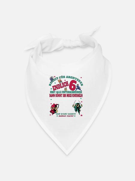 6. Geburtstag Junge & Mädchen Gästebuch - Bandana Dreieckstuch - Weiß