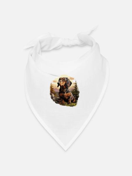 Hund Dackel - Bandana Dreieckstuch - Weiß