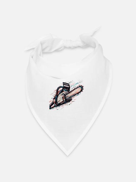 Vektor Polygon Kettensäge - Bandana Dreieckstuch - Weiß