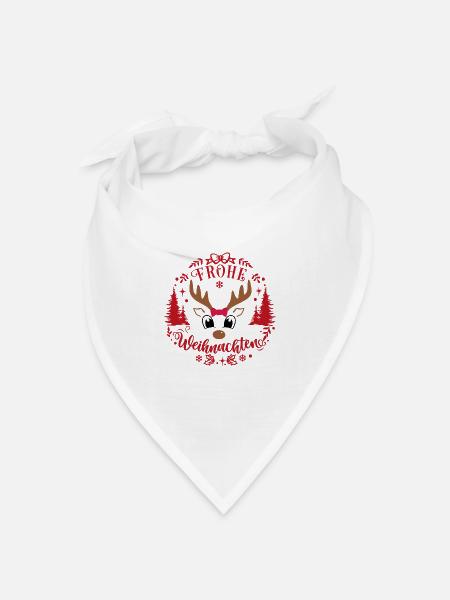 Frohe Weihnachten ein Elch Rentier - Bandana Dreieckstuch - Weiß