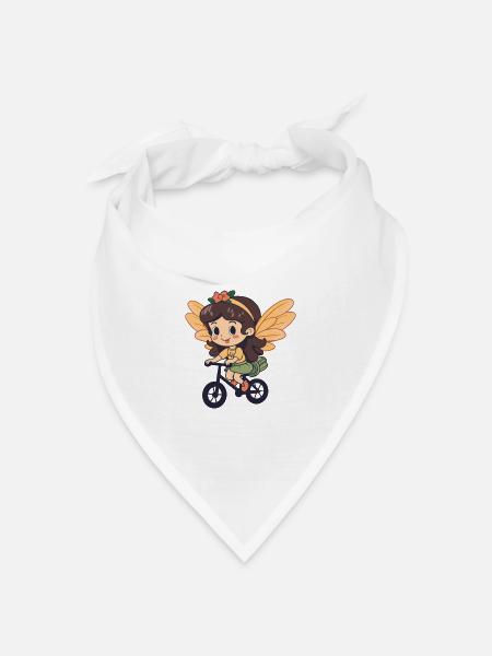 Fee Niedlich Fahrrad Comic - Bandana Dreieckstuch - Weiß