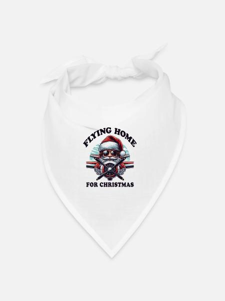 Pilot Santa Flying Home for Christmas Flugzeug - Bandana Dreieckstuch - Weiß