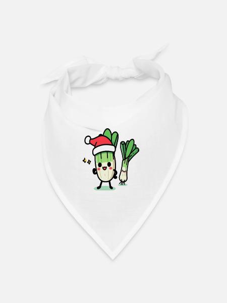 Nikolauch kawaii Lauch - Bandana Dreieckstuch - Weiß