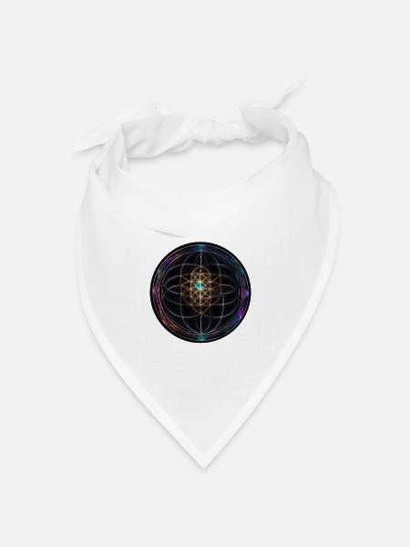 Metatron Scheiben Mandala Glow - Bandana Dreieckstuch - Weiß